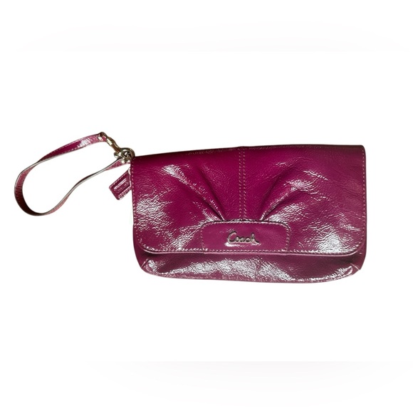 Coach Dark Plum Large Patent Leather Wristlet - Picture 5 of 11